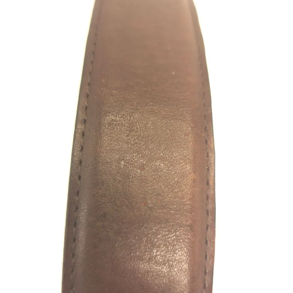 Brown Genuine Leather Belt 38 95 Brass Tone Buckle Classic 42